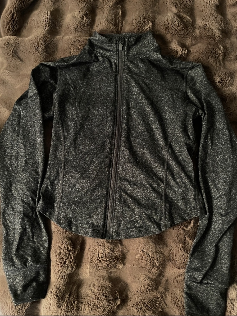 Women's Dark Gray Speckled Full-Zip Jacket